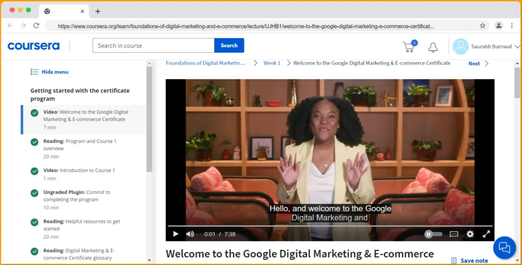 Google Digital Marketing and e commerce professional certificate review in 2023- First course in series: what you learn in this program