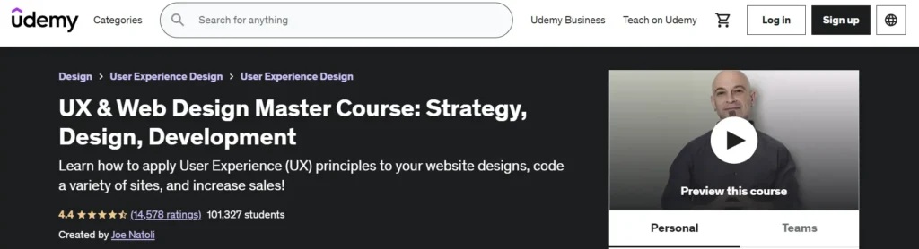 Google UX Design Professional Certificate Alternative: Udemy UX design Master Course