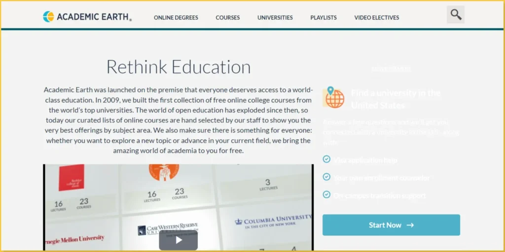 learn academic subjects from top universities with this e-learning platform Academic Earth
