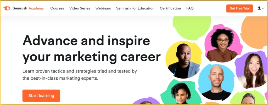 e-learning platform: Semrush Academy learn marketing