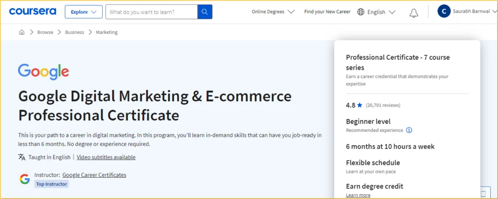 Google Digital Marketing and E-Commerce Professional Certificate Review in 2024: Sharing My experience with others users