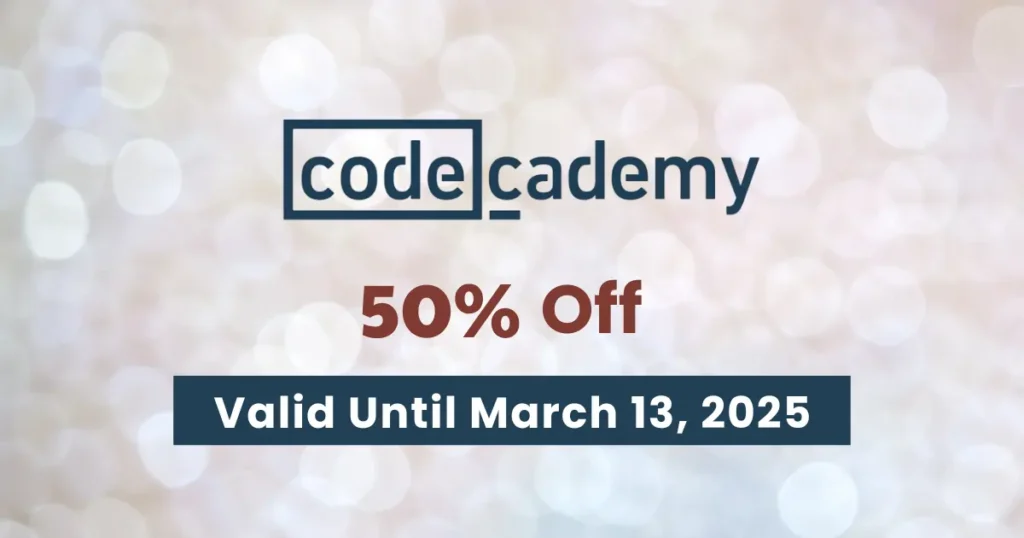 Codecademy discount Coupon March 2025 - 50% Off