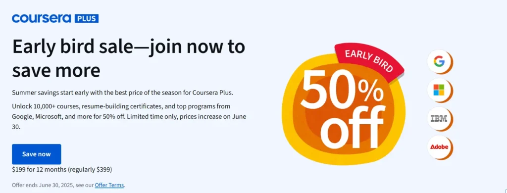 Coursera Plus Multiple Discounts $200 Off - June=July 2025