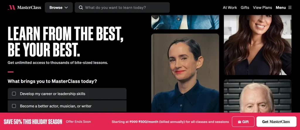 MasterClass cost in India, MasterClass discounts and offers