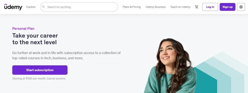Udemy subscription - personal plan costs, pricing, benefits, pros and cons